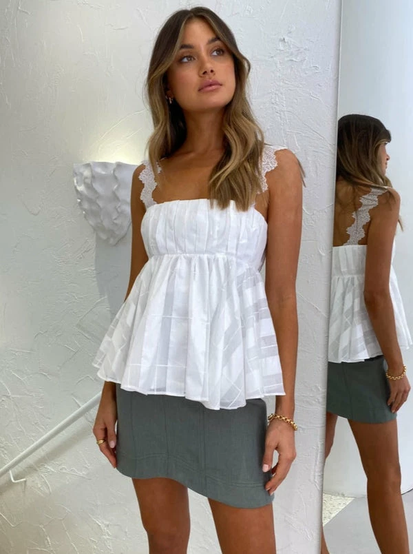 Acler Langhorne Top In Ivory Check