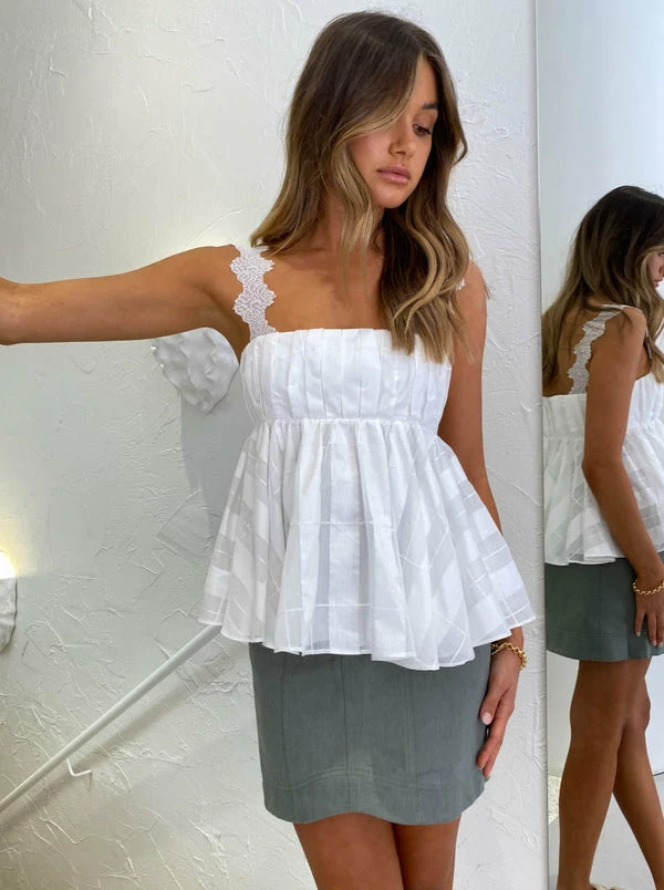 Acler Langhorne Top In Ivory Check - Image 3