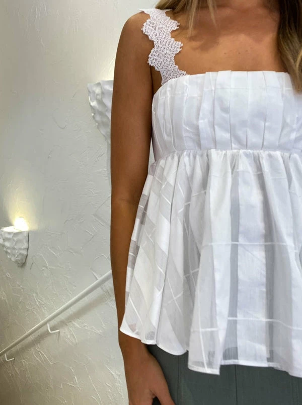 Acler Langhorne Top In Ivory Check - Image 5