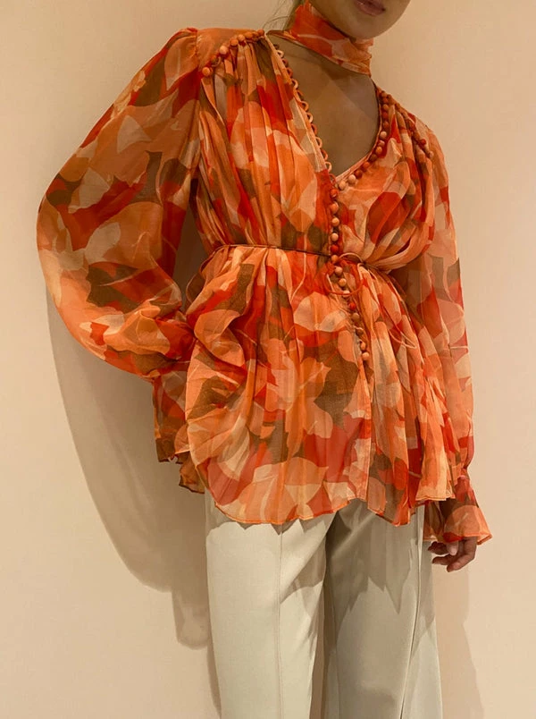 Acler Cedar Top In Amber Bloom - Image 6