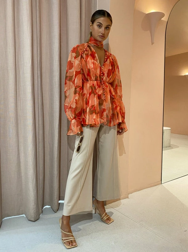 Acler Cedar Top In Amber Bloom - Image 2