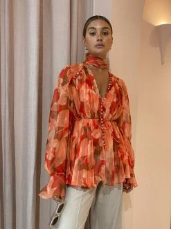 Acler Cedar Top In Amber Bloom