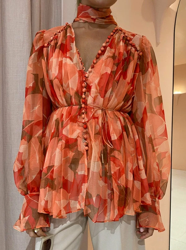 Acler Cedar Top In Amber Bloom - Image 3