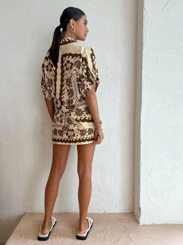 Alemais Tropic Shirt In Choc/Cream - Image 4