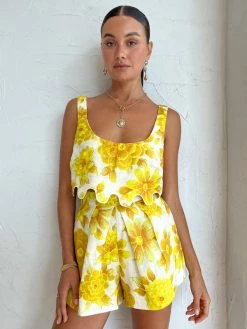 Alemais Sonny Sculpt Top In Lemon