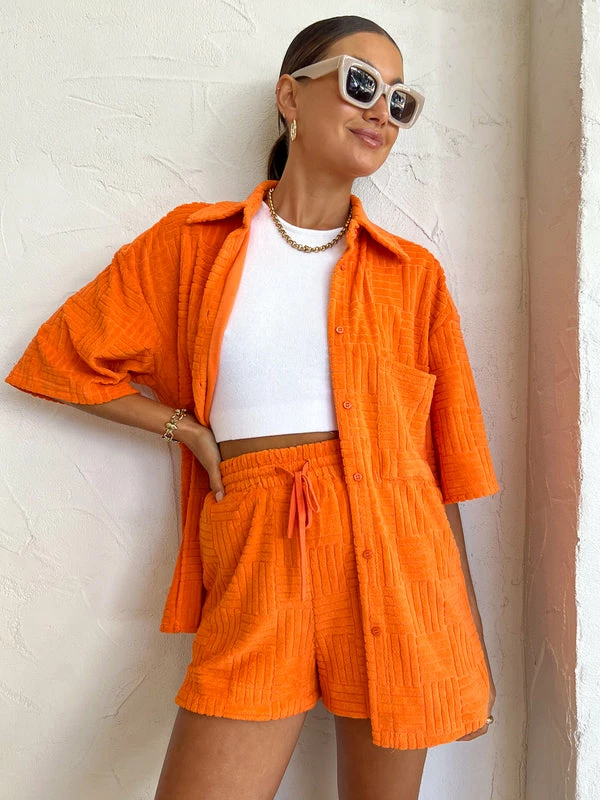 Aston Studio Bobby S/S Shirt In Nectar Terry