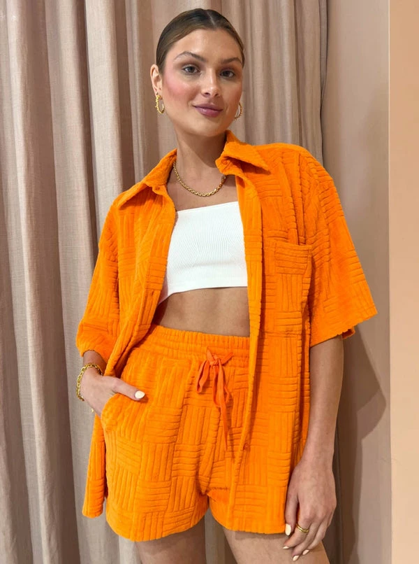 Aston Studio Bobby S/S Shirt In Nectar Terry - Image 3