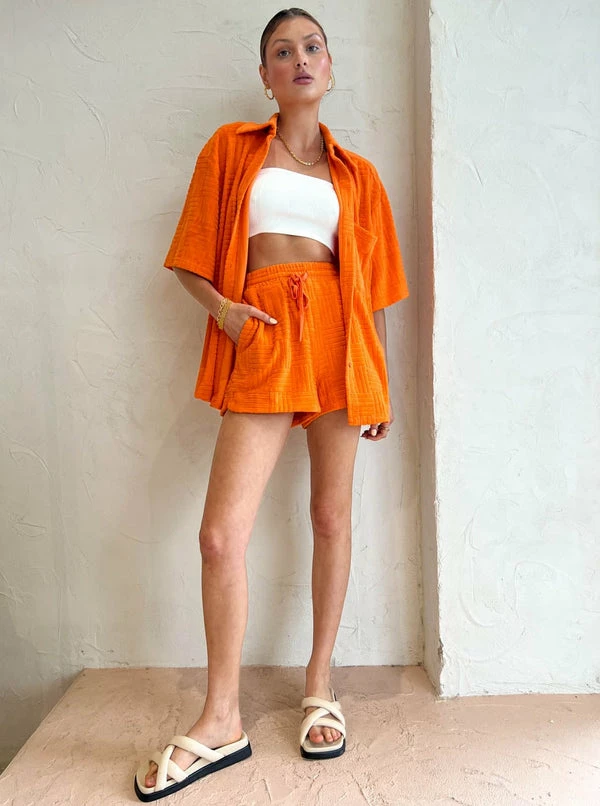 Aston Studio Bobby S/S Shirt In Nectar Terry - Image 6