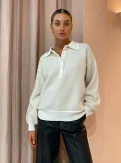 Bec & Bridge Marlene Knit Polo In Ivory