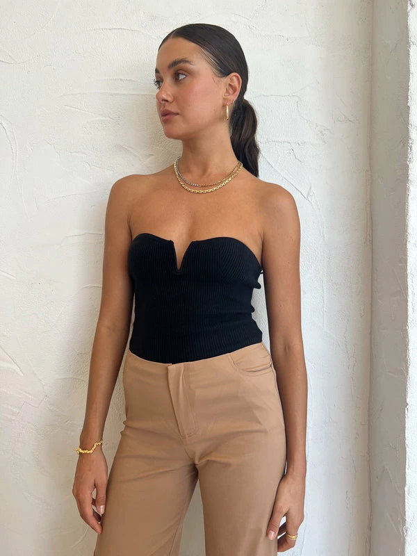 Bec & Bridge Vesna Strapless Knit Top In Black - Image 2