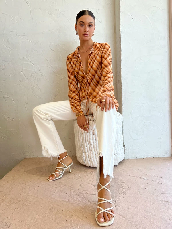 Bec & Bridge Floria Blouse In Golden Hour Check - Image 4