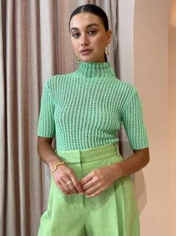 Camilla And Marc Amber Short Sleeve Knit Top In Apple