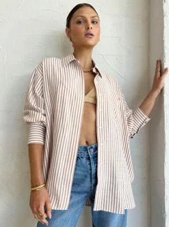 Camilla And Marc Marcelo Stripe Shirt In Almond Stripe