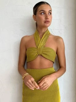 Camilla And Marc Izaro Halter Bralette In Yellow/Brown