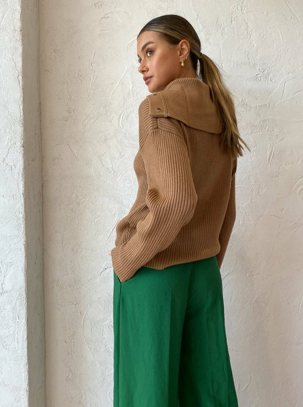 Camilla And Marc Dena Collared Knit In Tan - Image 4