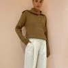 Camilla And Marc Dena Collared Knit In Tan