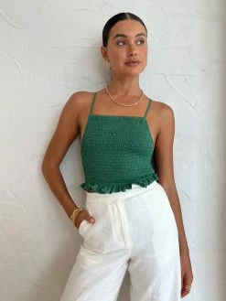 Faithfull The Brand Amira Top In Dark Green