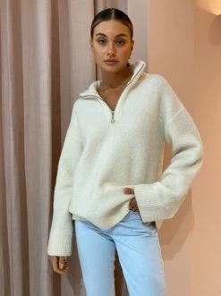 Friends With Frank The Mara Zip Jumper In Cream