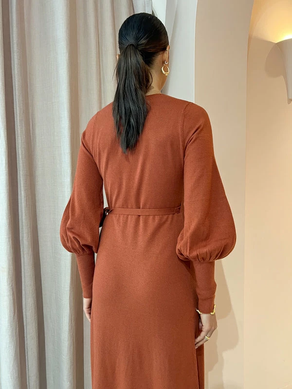 Kinney Marlow Wrap Dress In Terracotta - Image 4