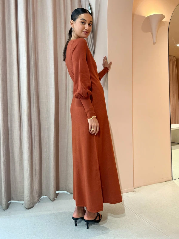 Kinney Marlow Wrap Dress In Terracotta - Image 3