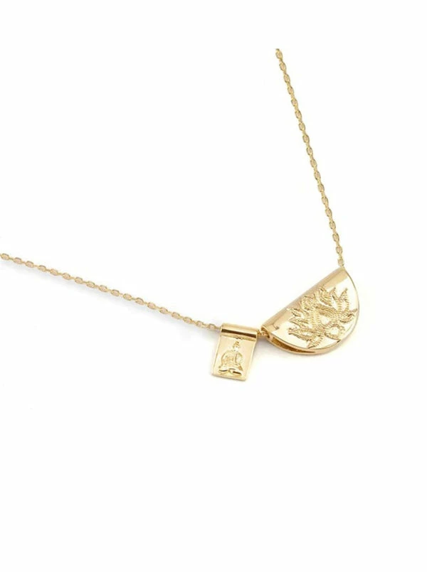 By Charlotte Lotus And Little Buddha Necklace In Gold - Image 3