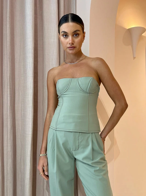 Sir Adrien Strapless Bustier In Sage - Image 3