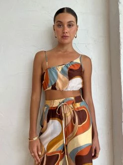 Sir Vista Asymmetrical Crop In Vista Print