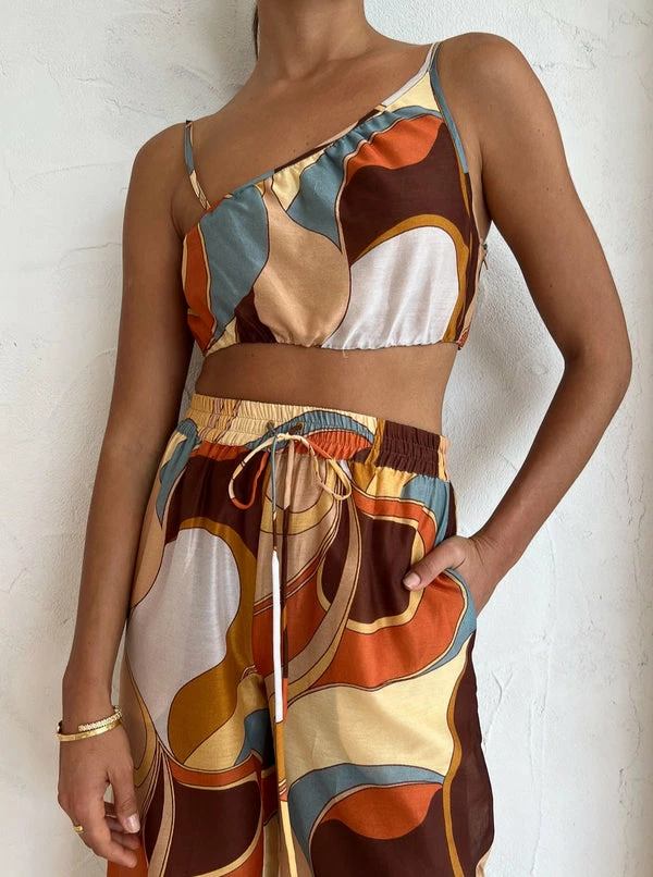 Sir Vista Asymmetrical Crop In Vista Print - Image 3