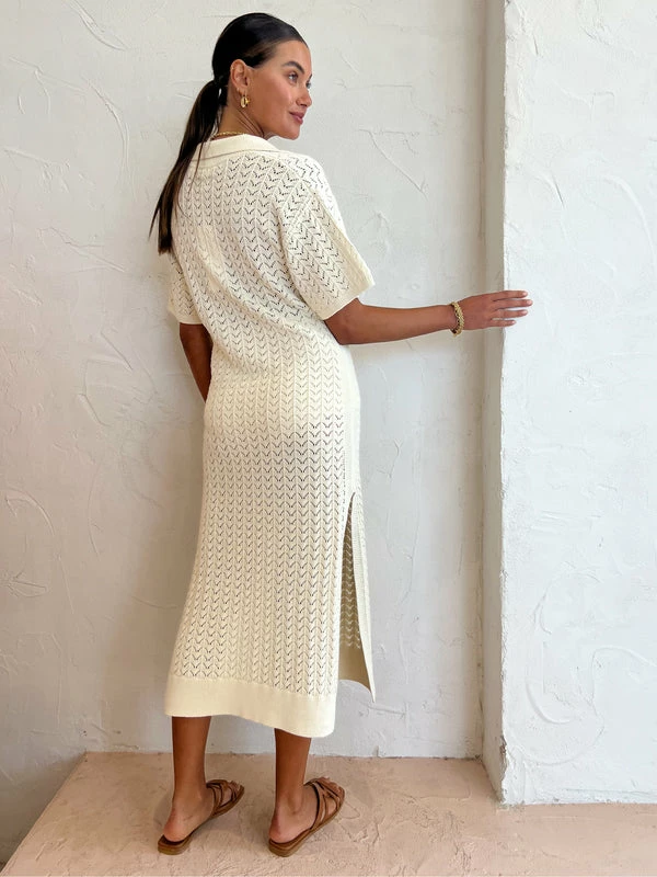 Shona Joy Mikala Polo Midi Dress In Coconut - Image 4