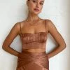 Shona Joy Corded Ruched Bralete In Almond