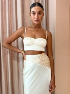 Shona Joy Corded Ruched Bralete In Cream