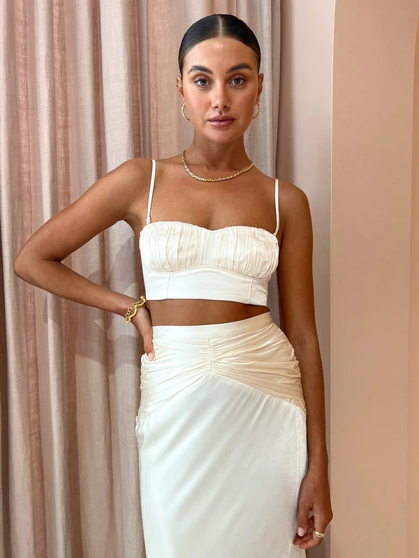Shona Joy Corded Ruched Bralete In Cream
