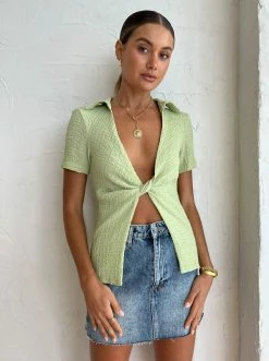 Third Form Waffle Twist Shirt In Mint