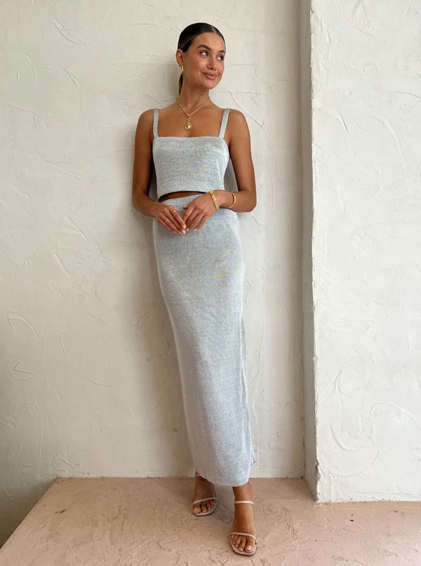 Third Form Heavy Metal Knit Crop In Silver - Image 2