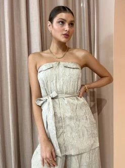 Tojha Penelope Bustier Top In Oyster