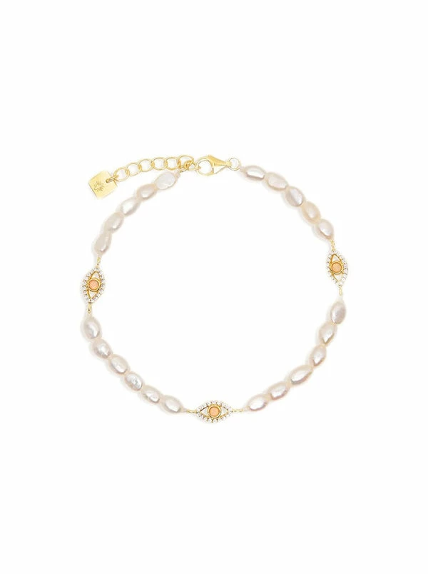 By Charlotte Eye Of Purity Pearl Bracelet In Gold Vermeil - Image 2