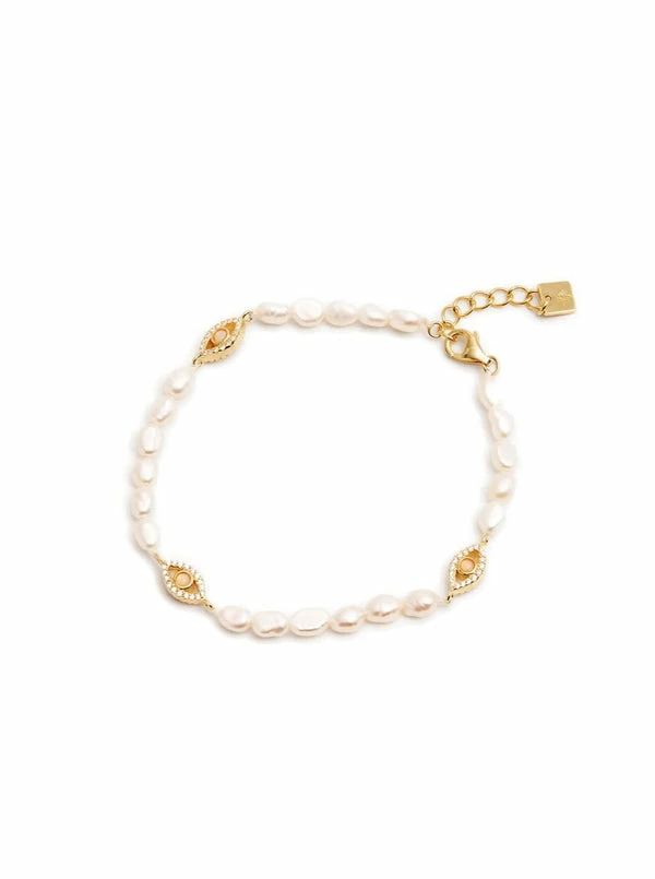By Charlotte Eye Of Purity Pearl Bracelet In Gold Vermeil