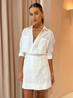 Viktoria & Woods Evergreen Shirt In White Stripe